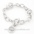 2014 Nova Europa e Estados Unidos Fashion Metal Personalidade Bracelet Cadeia com letras encanto pulseira banhado com prata para as mulheres